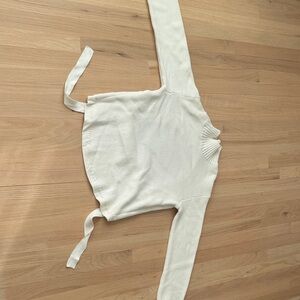 Cream Knit Sweater with Ties